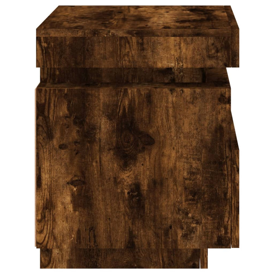 Nachtkastje Met Led-Verlichting 40X39X48,5 Cm 1 Gerookt eiken
