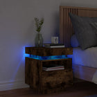 Bedside table with LED lighting 40x39x48.5 cm smoked oak