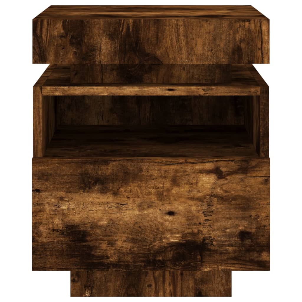Nachtkastjes Met Led 40X39X48,5 Cm Kleurig 2 Gerookt eiken