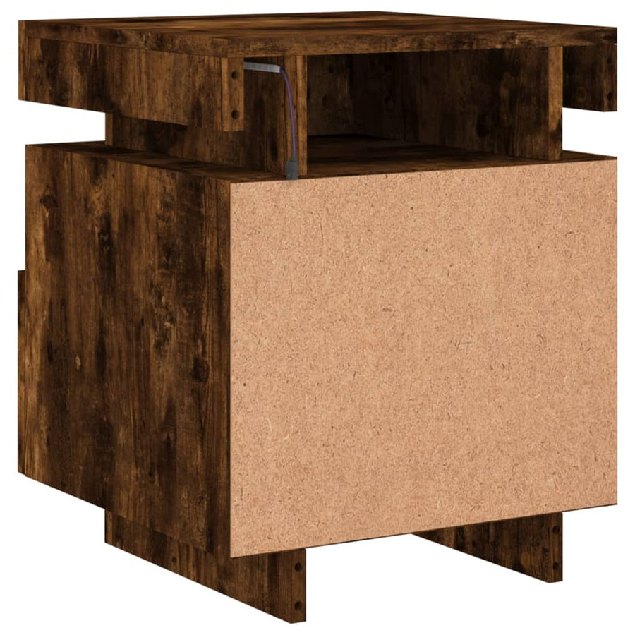 Nachtkastjes Met Led 40X39X48,5 Cm Kleurig 2 Gerookt eiken