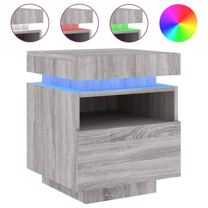 Nachtkastje Met Led-Verlichting 40X39X48,5 Cm 1 Grijs sonoma