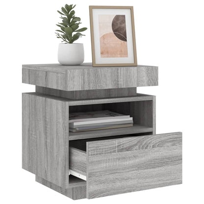 Nachtkastje Met Led-Verlichting 40X39X48,5 Cm 1 Grijs sonoma