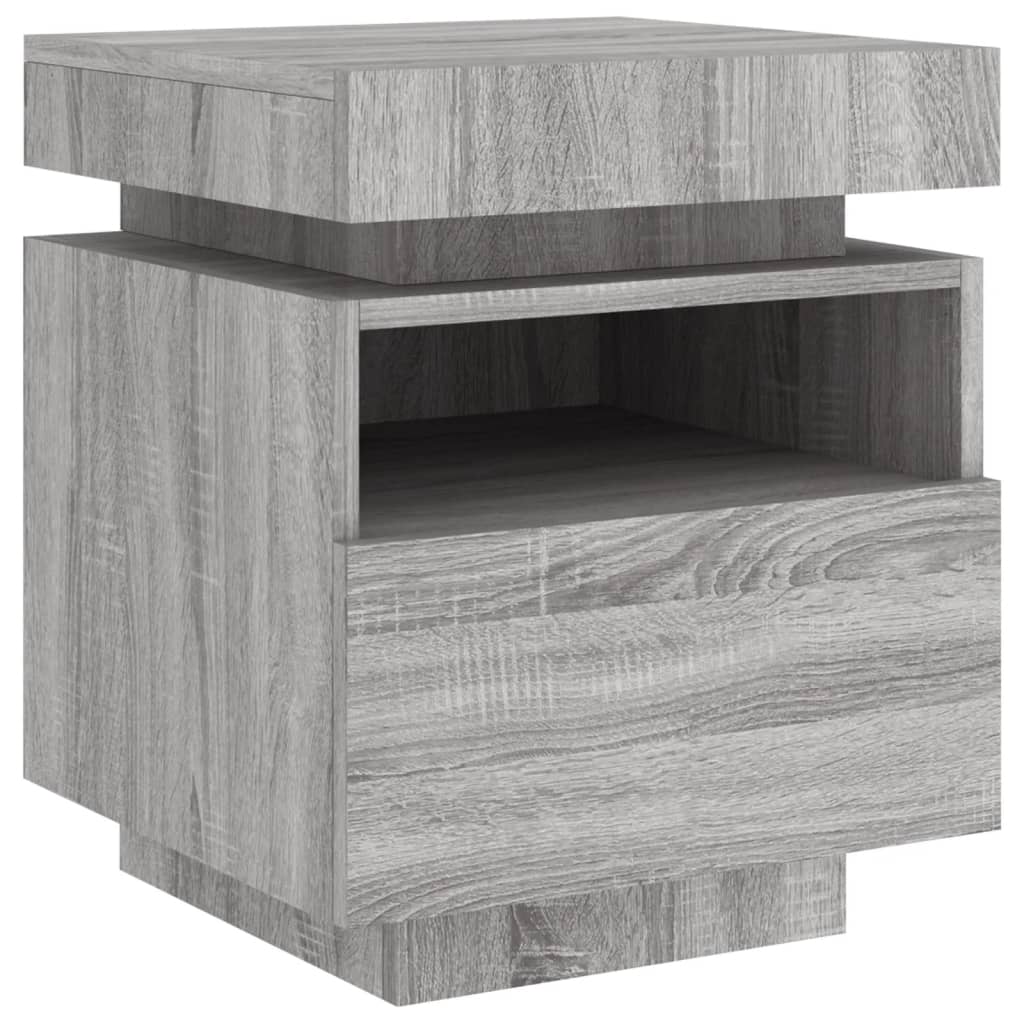 Nachtkastje Met Led-Verlichting 40X39X48,5 Cm 1 Grijs sonoma