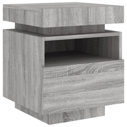 Nachtkastje Met Led-Verlichting 40X39X48,5 Cm 1 Grijs sonoma