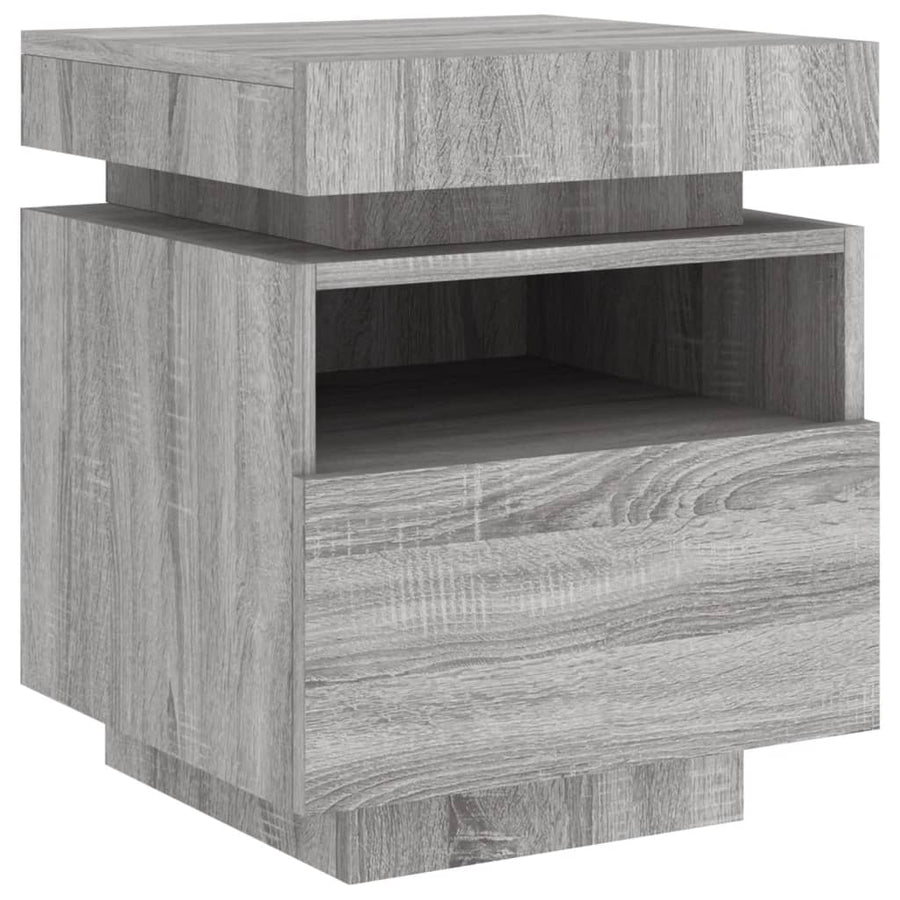 Nachtkastje Met Led-Verlichting 40X39X48,5 Cm 1 Grijs sonoma