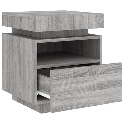 Nachtkastje Met Led-Verlichting 40X39X48,5 Cm 1 Grijs sonoma
