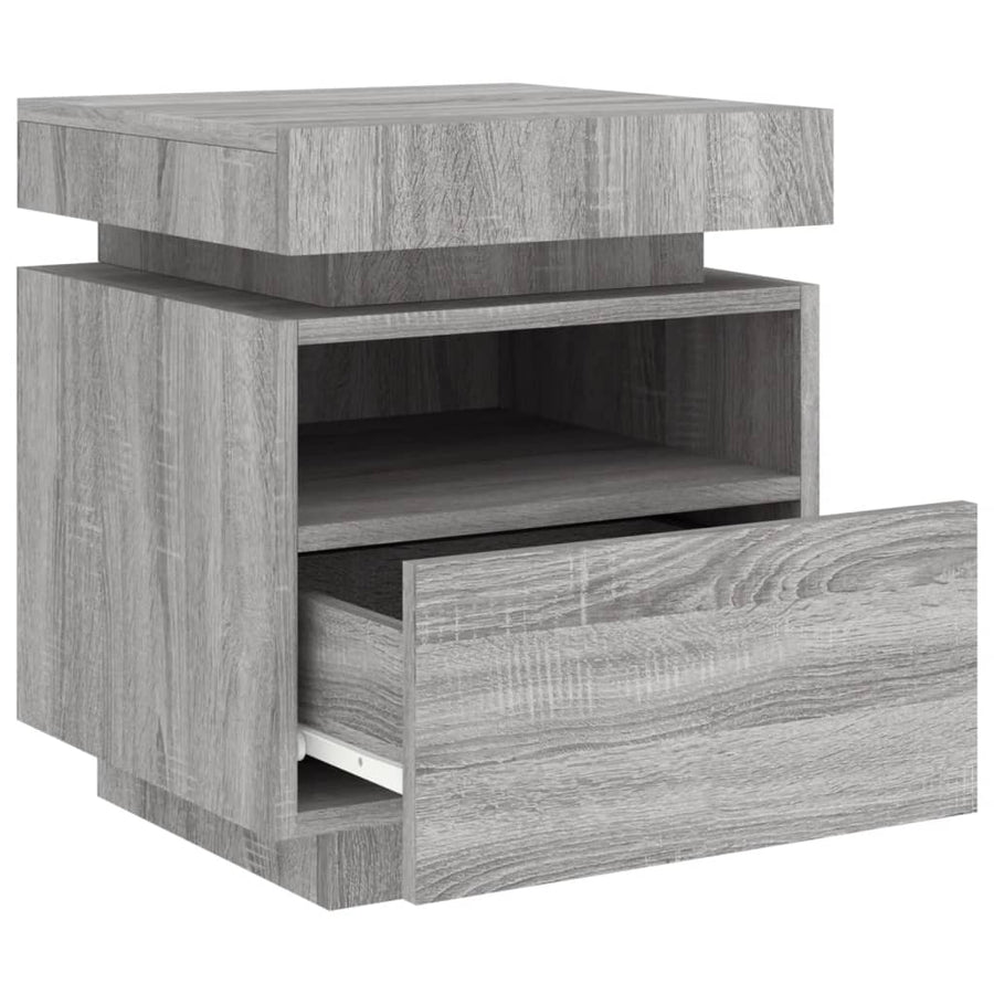 Nachtkastje Met Led-Verlichting 40X39X48,5 Cm 1 Grijs sonoma