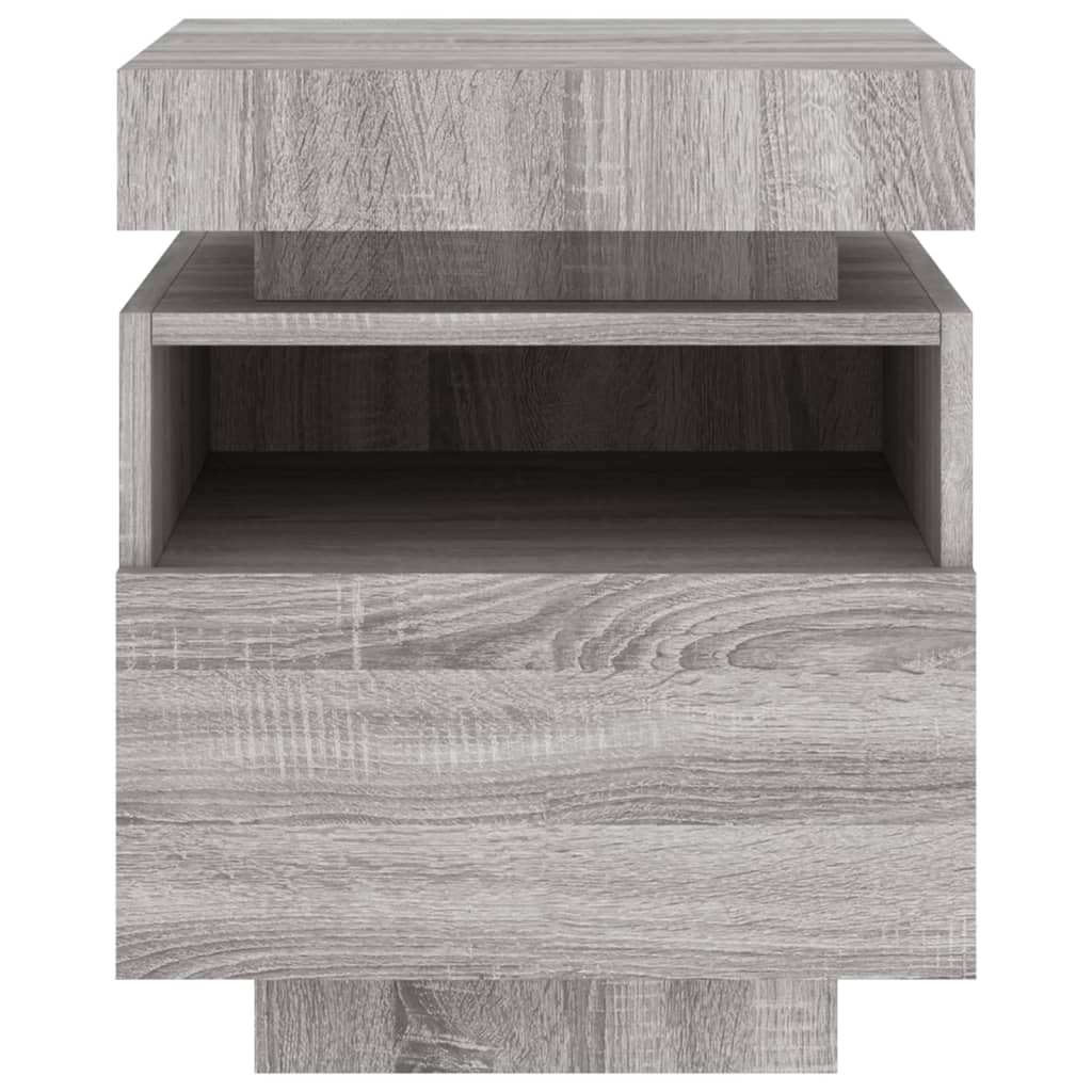 Nachtkastje Met Led-Verlichting 40X39X48,5 Cm 1 Grijs sonoma