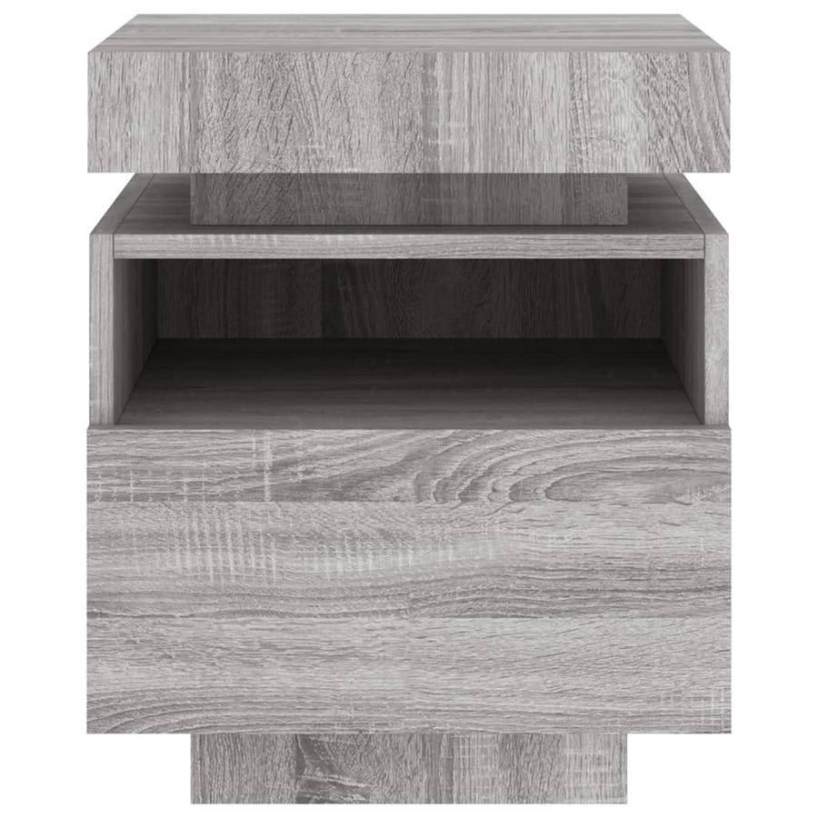 Nachtkastje Met Led-Verlichting 40X39X48,5 Cm 1 Grijs sonoma