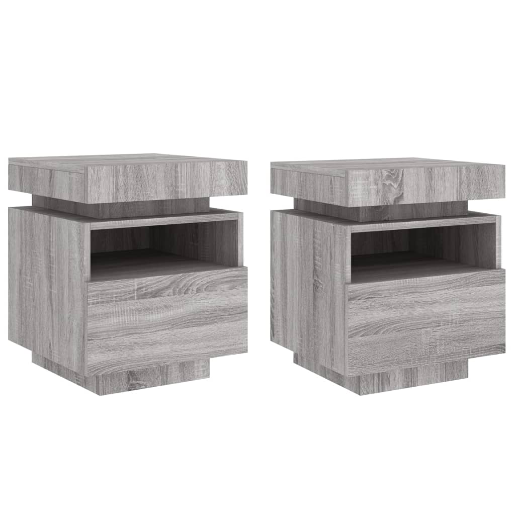 Nachtkastjes Met Led 40X39X48,5 Cm 2 Grijs sonoma