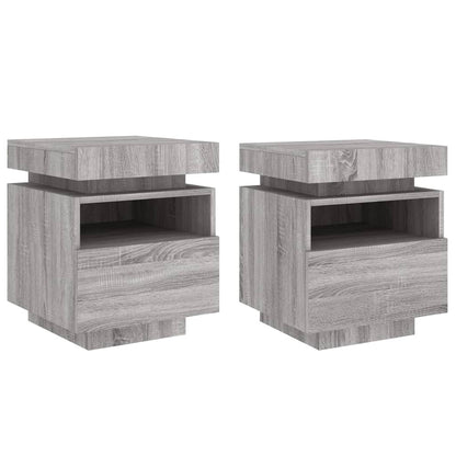 Nachtkastjes Met Led 40X39X48,5 Cm 2 Grijs sonoma