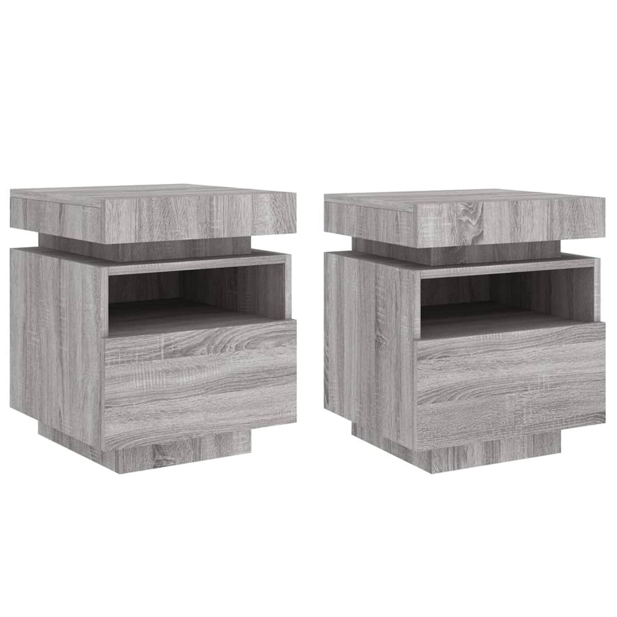 Nachtkastjes Met Led 40X39X48,5 Cm 2 Grijs sonoma
