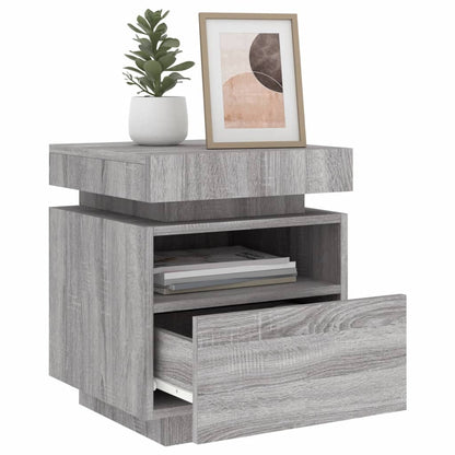Nachtkastjes Met Led 40X39X48,5 Cm 2 Grijs sonoma