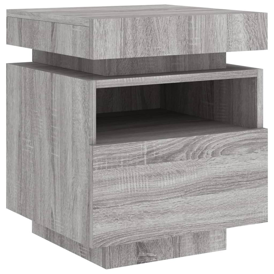 Nachtkastjes Met Led 40X39X48,5 Cm 2 Grijs sonoma