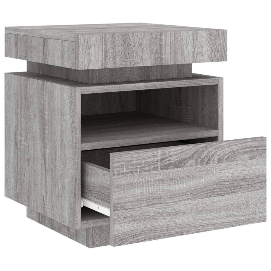 Nachtkastjes Met Led 40X39X48,5 Cm 2 Grijs sonoma