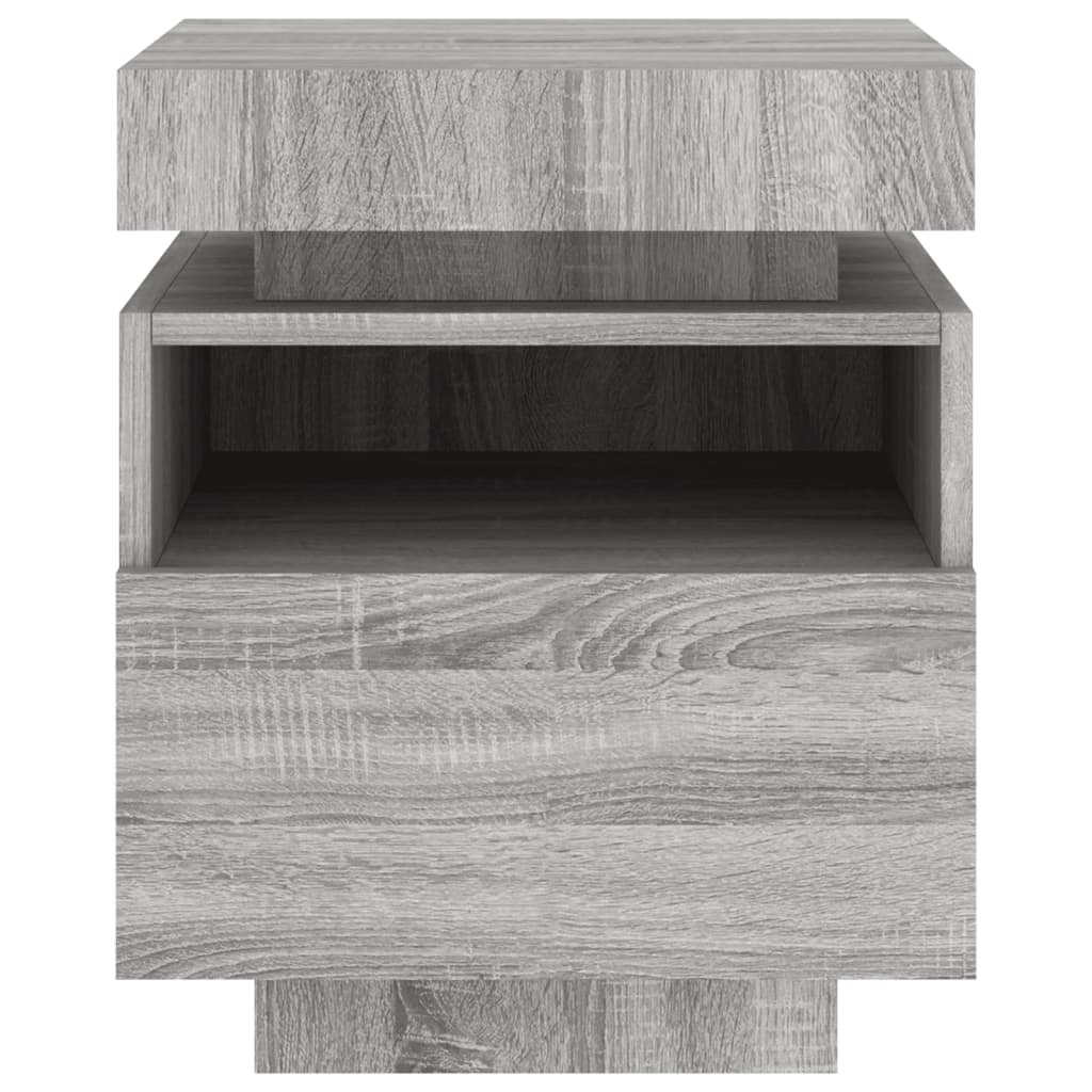 Nachtkastjes Met Led 40X39X48,5 Cm 2 Grijs sonoma