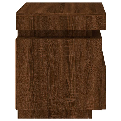 Nachtkastje Met Led-Verlichting 40X39X48,5 Cm Bruineikenkleurig 1 bruin eikenkleur