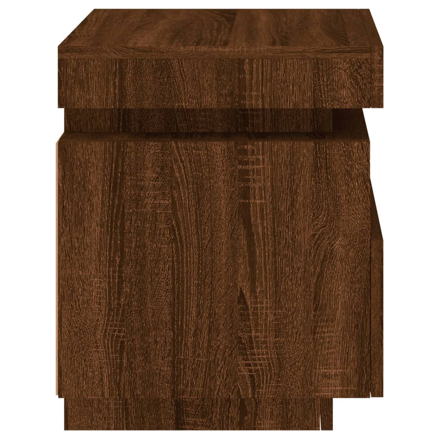 Nachtkastje Met Led-Verlichting 40X39X48,5 Cm Bruineikenkleurig 1 bruin eikenkleur