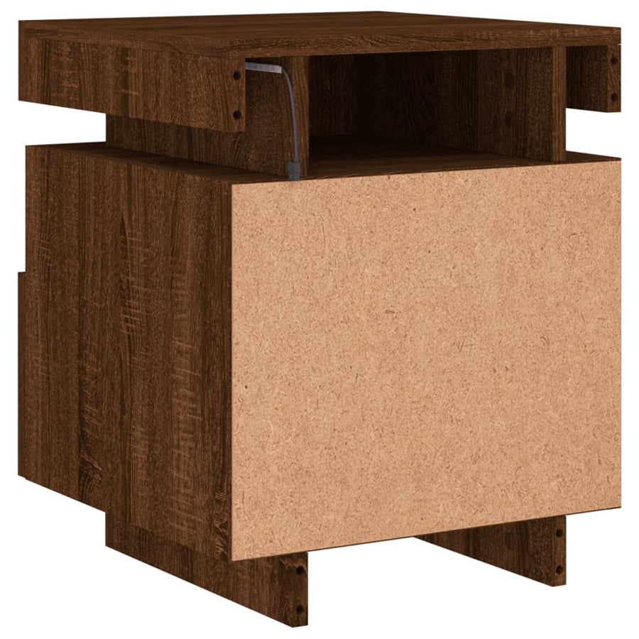 Nachtkastje Met Led-Verlichting 40X39X48,5 Cm Bruineikenkleurig 1 bruin eikenkleur