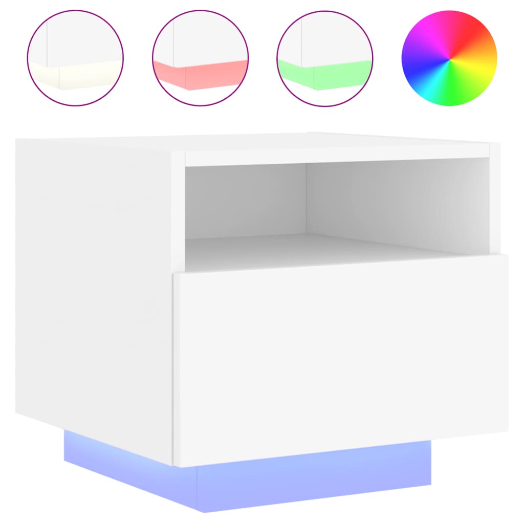 Nachtkastje Met Led-Verlichting 40X39X37 Cm 1 Wit