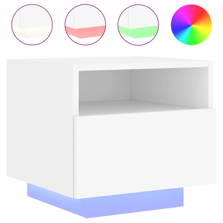 Nachtkastje Met Led-Verlichting 40X39X37 Cm 1 Wit