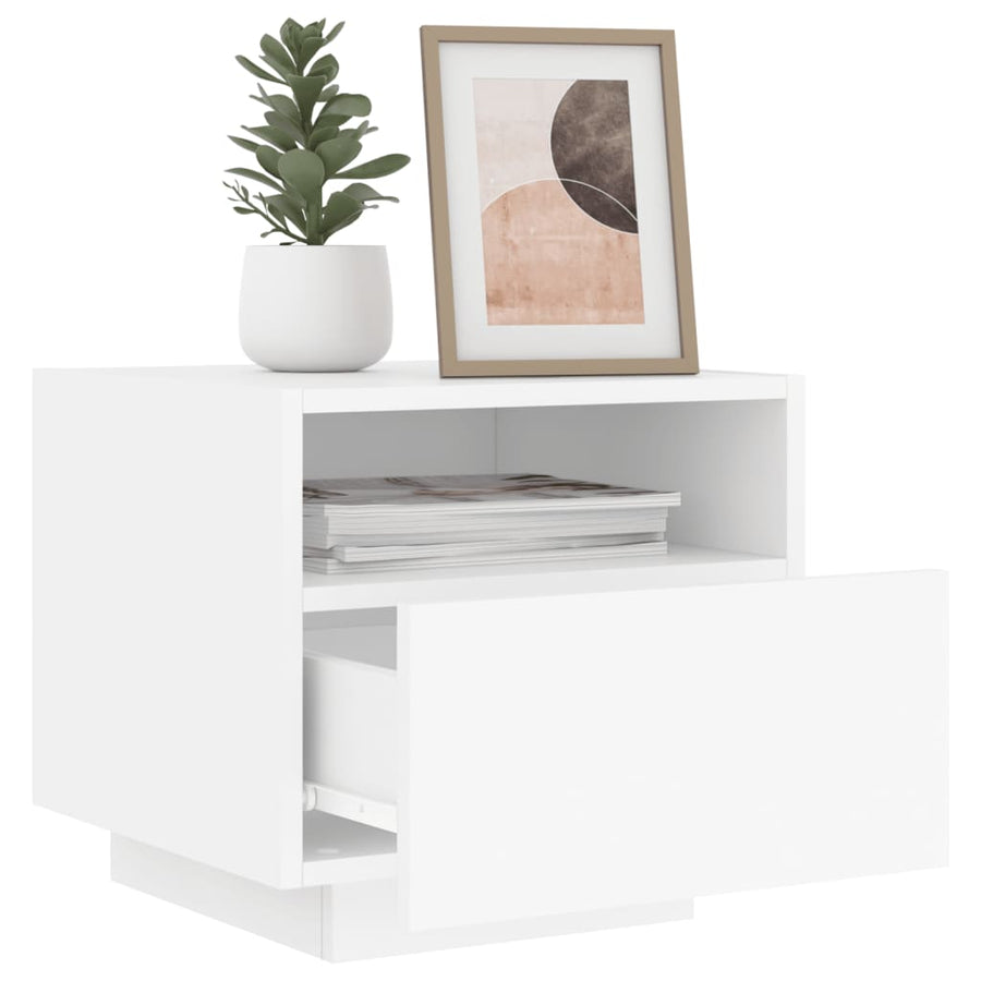 Nachtkastje Met Led-Verlichting 40X39X37 Cm 1 Wit