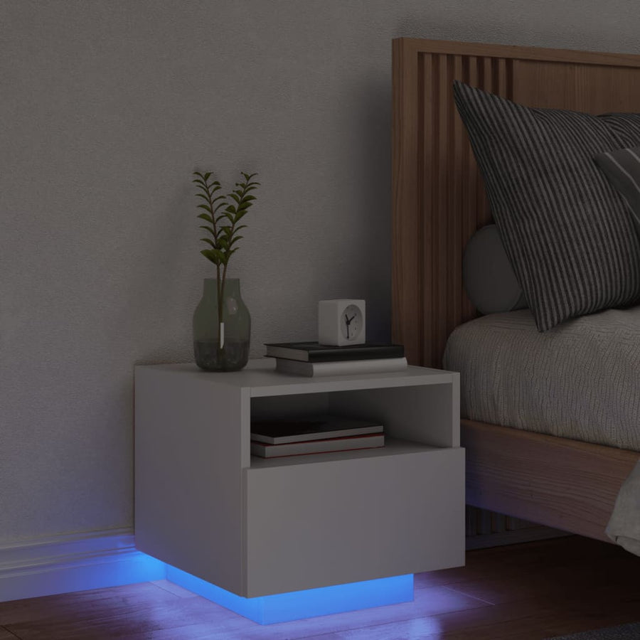 Nachtkastje Met Led-Verlichting 40X39X37 Cm 1 Wit