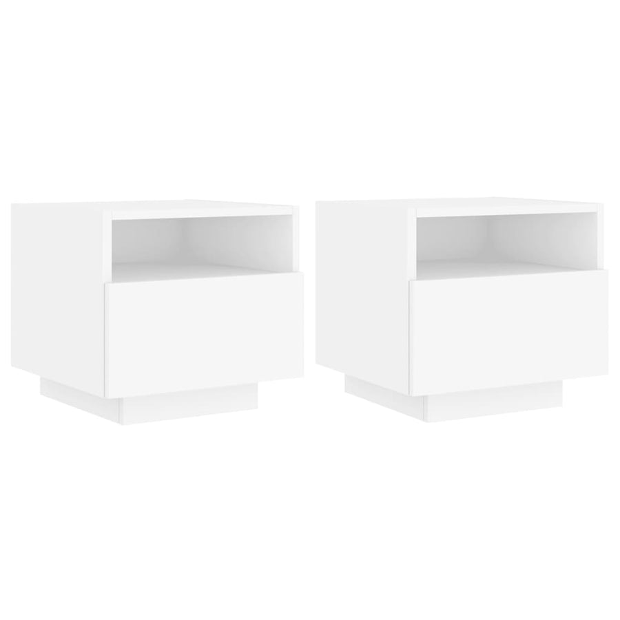 Nachtkastjes Met Led-Verlichting 40X39X37 Cm 2 Wit