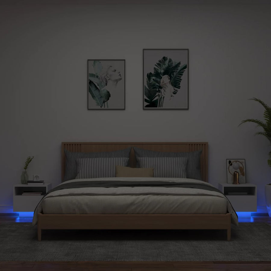 Nachtkastjes Met Led-Verlichting 40X39X37 Cm 2 Wit