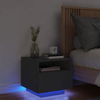 Bedside table with LED lighting 40x39x37 cm black