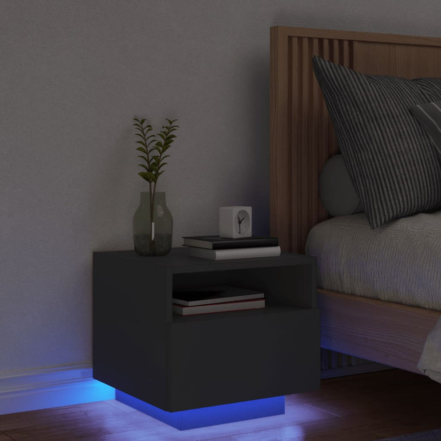 Nachtkastje Met Led-Verlichting 40X39X37 Cm 1 Zwart