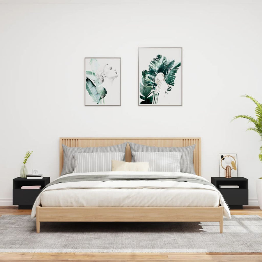 Nachtkastjess Met Led-Verlichting 40X39X37 Cm 2 Zwart