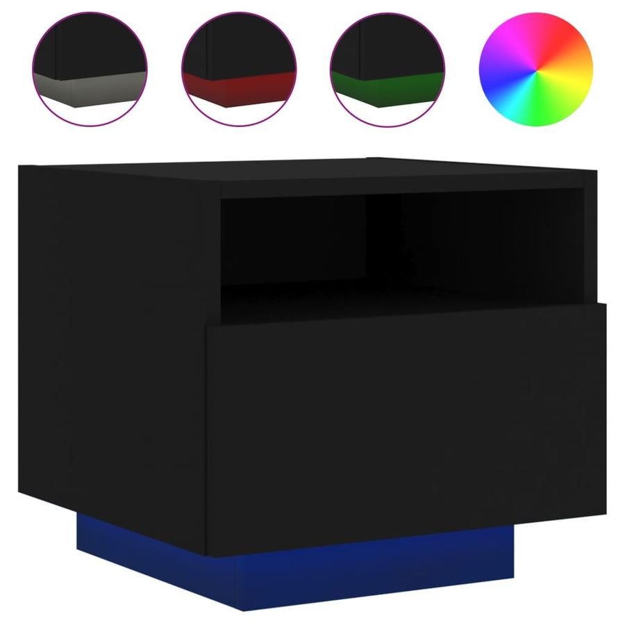 Nachtkastjess Met Led-Verlichting 40X39X37 Cm 2 Zwart
