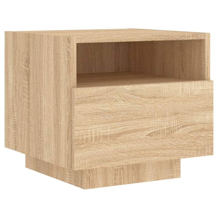 Nachtkastje Met Led-Verlichting 40X39X37 Cm Kleurig 1 Sonoma eiken