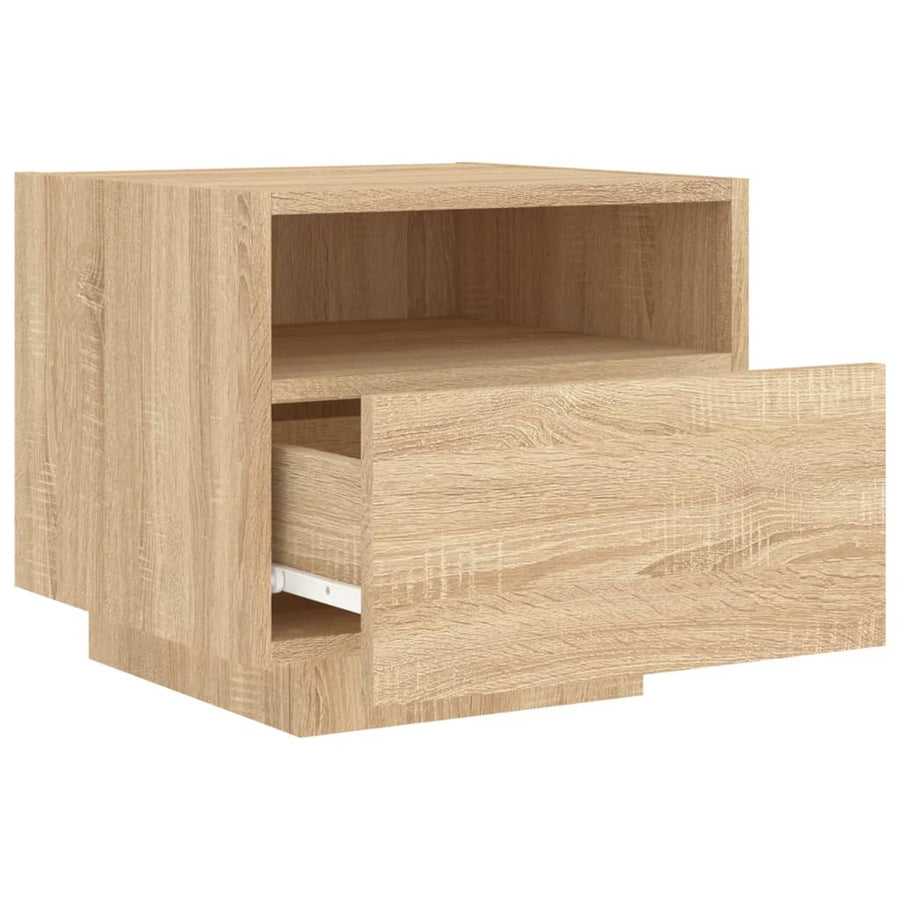 Nachtkastje Met Led-Verlichting 40X39X37 Cm Kleurig 1 Sonoma eiken