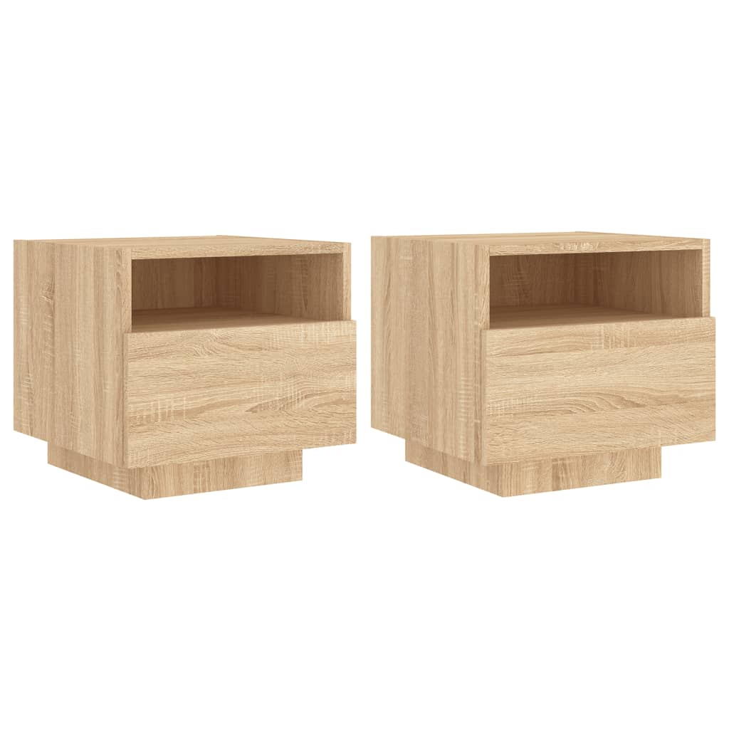 Nachtkastjes Met Led-Verlichting 40X39X37 Cm 2 Sonoma eiken