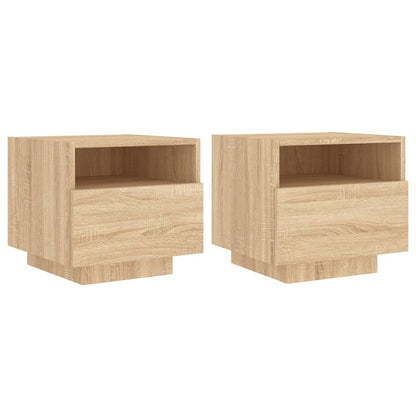 Nachtkastjes Met Led-Verlichting 40X39X37 Cm 2 Sonoma eiken