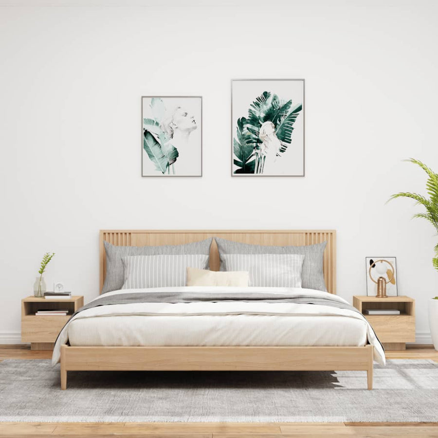 Nachtkastjes Met Led-Verlichting 40X39X37 Cm 2 Sonoma eiken