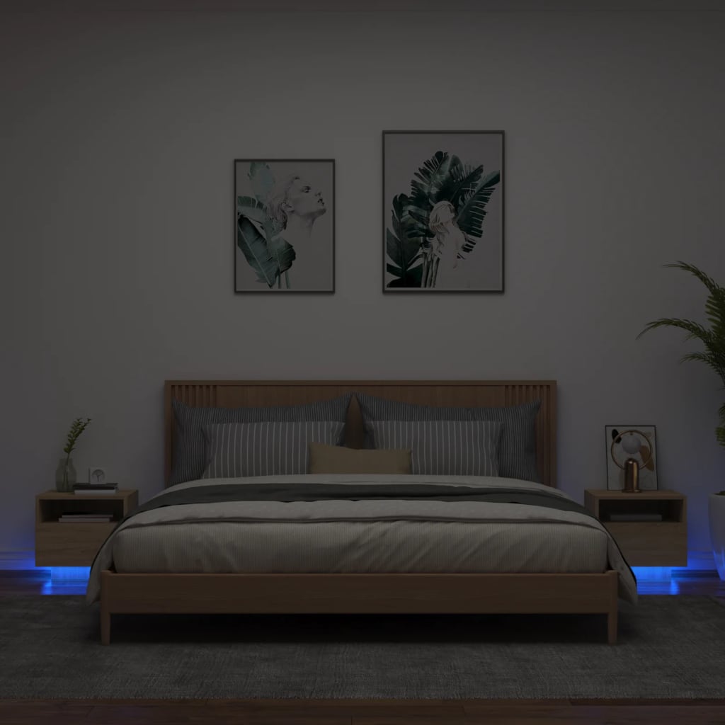 Nachtkastjes Met Led-Verlichting 40X39X37 Cm 2 Sonoma eiken