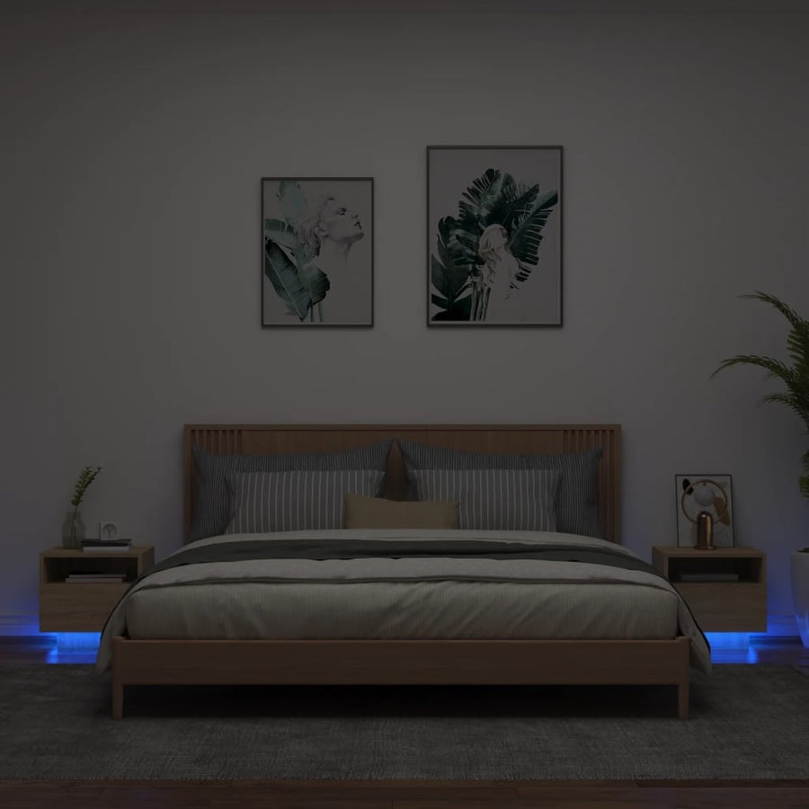 Nachtkastjes Met Led-Verlichting 40X39X37 Cm 2 Sonoma eiken