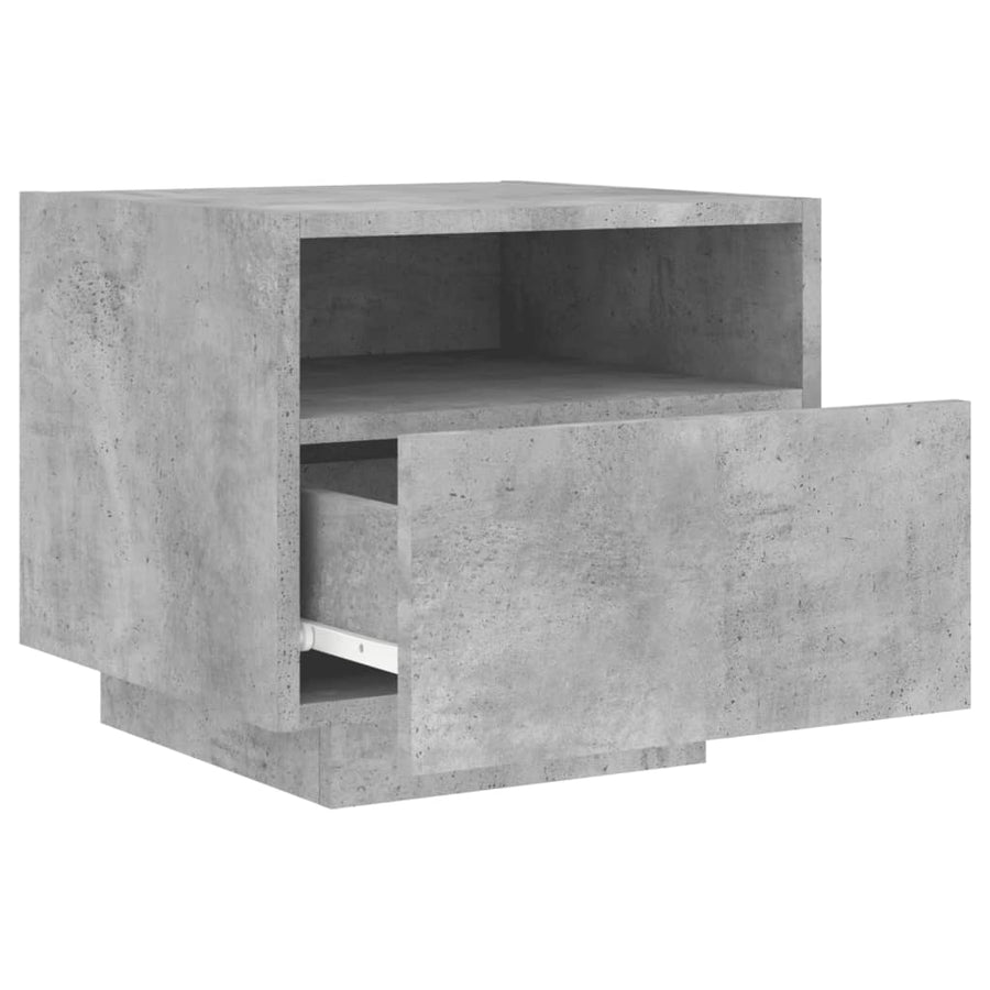 Nachtkastje Met Led-Verlichting 40X39X37 Cm 1 Betongrijs