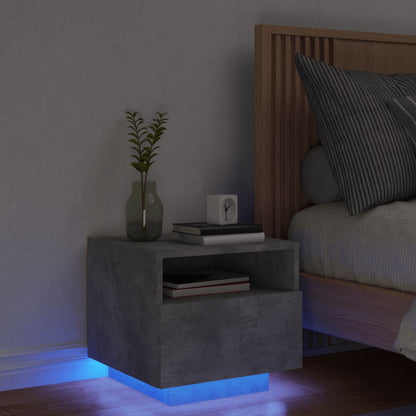 Nachtkastje Met Led-Verlichting 40X39X37 Cm 1 Betongrijs