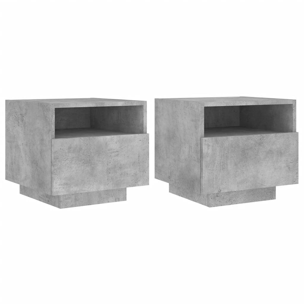 Nachtkastjes Met Led-Verlichting 40X39X37 Cm 2 Betongrijs