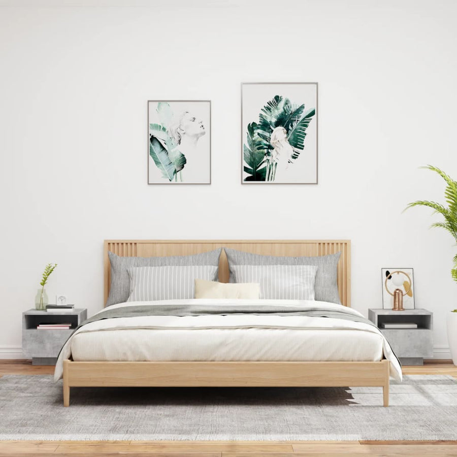 Nachtkastjes Met Led-Verlichting 40X39X37 Cm 2 Betongrijs