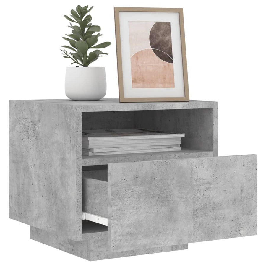 Nachtkastjes Met Led-Verlichting 40X39X37 Cm 2 Betongrijs