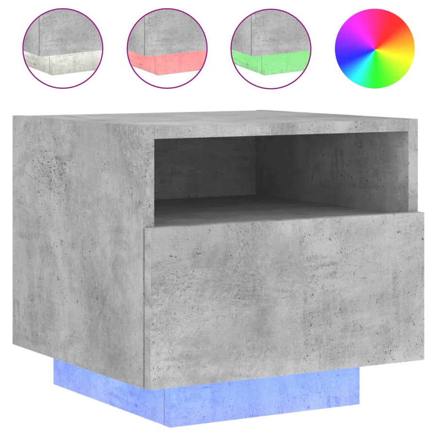 Nachtkastjes Met Led-Verlichting 40X39X37 Cm 2 Betongrijs