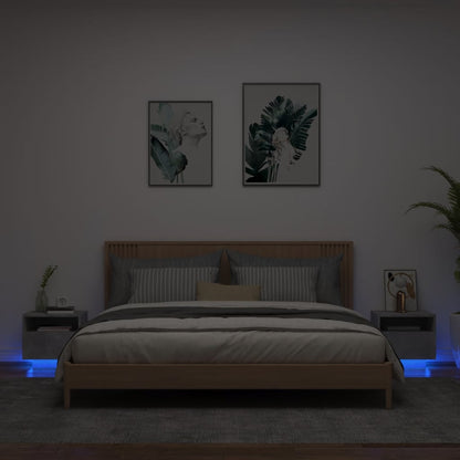 Nachtkastjes Met Led-Verlichting 40X39X37 Cm 2 Betongrijs