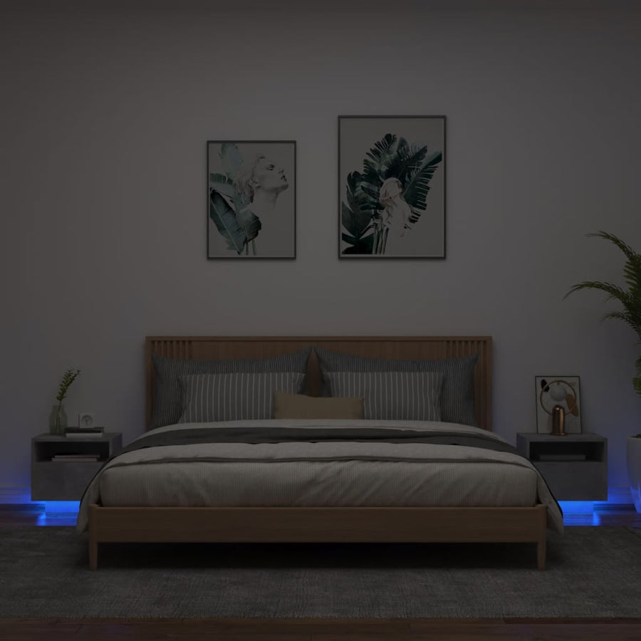 Nachtkastjes Met Led-Verlichting 40X39X37 Cm 2 Betongrijs