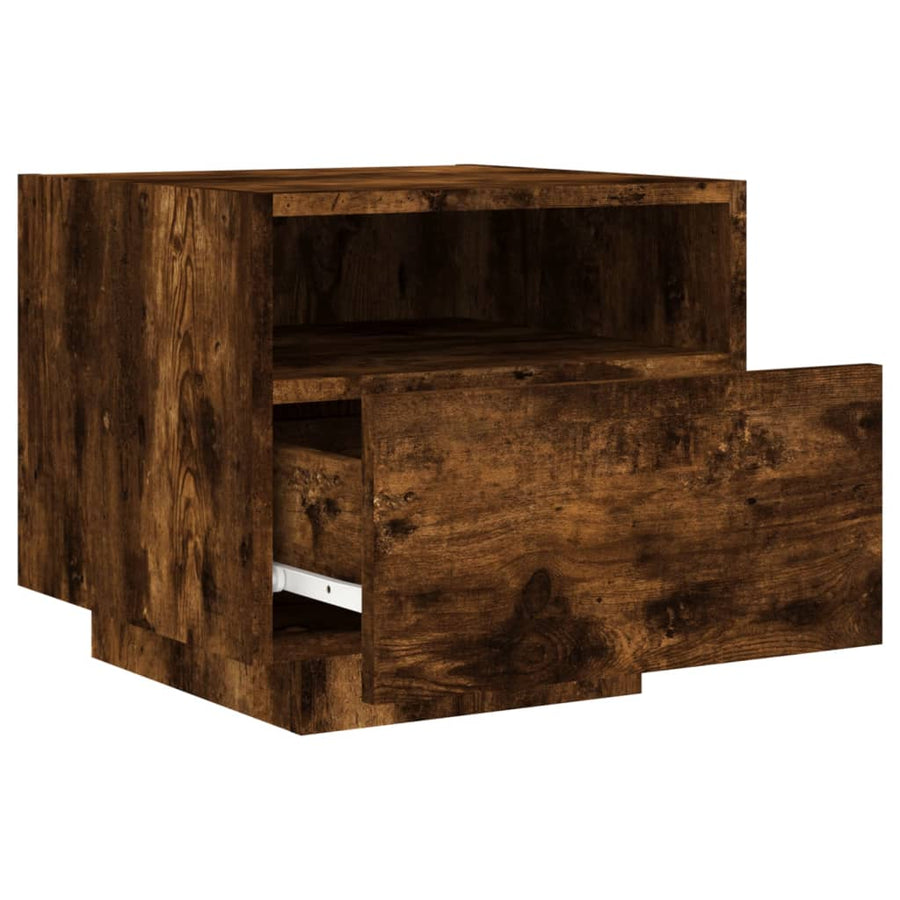 Nachtkastje Met Led-Verlichting 40X39X37 Cm Kleur 1 Gerookt eiken