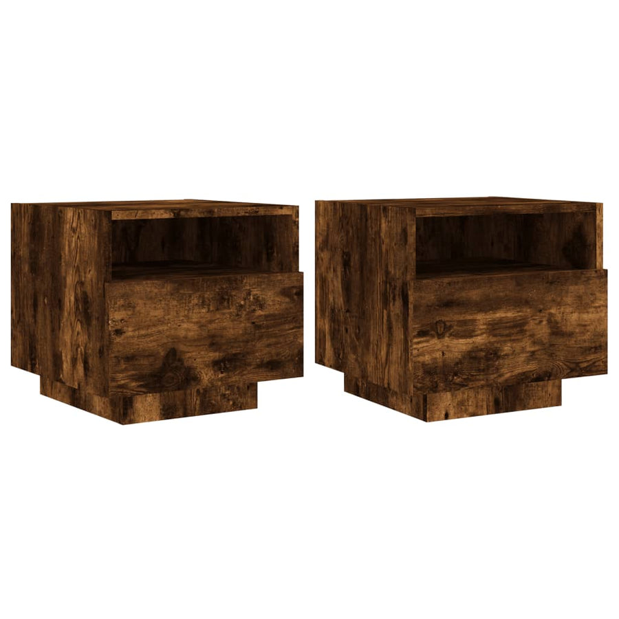Nachtkastjes Met Led-Verlichting 40X39X37 Cm 2 Gerookt eiken